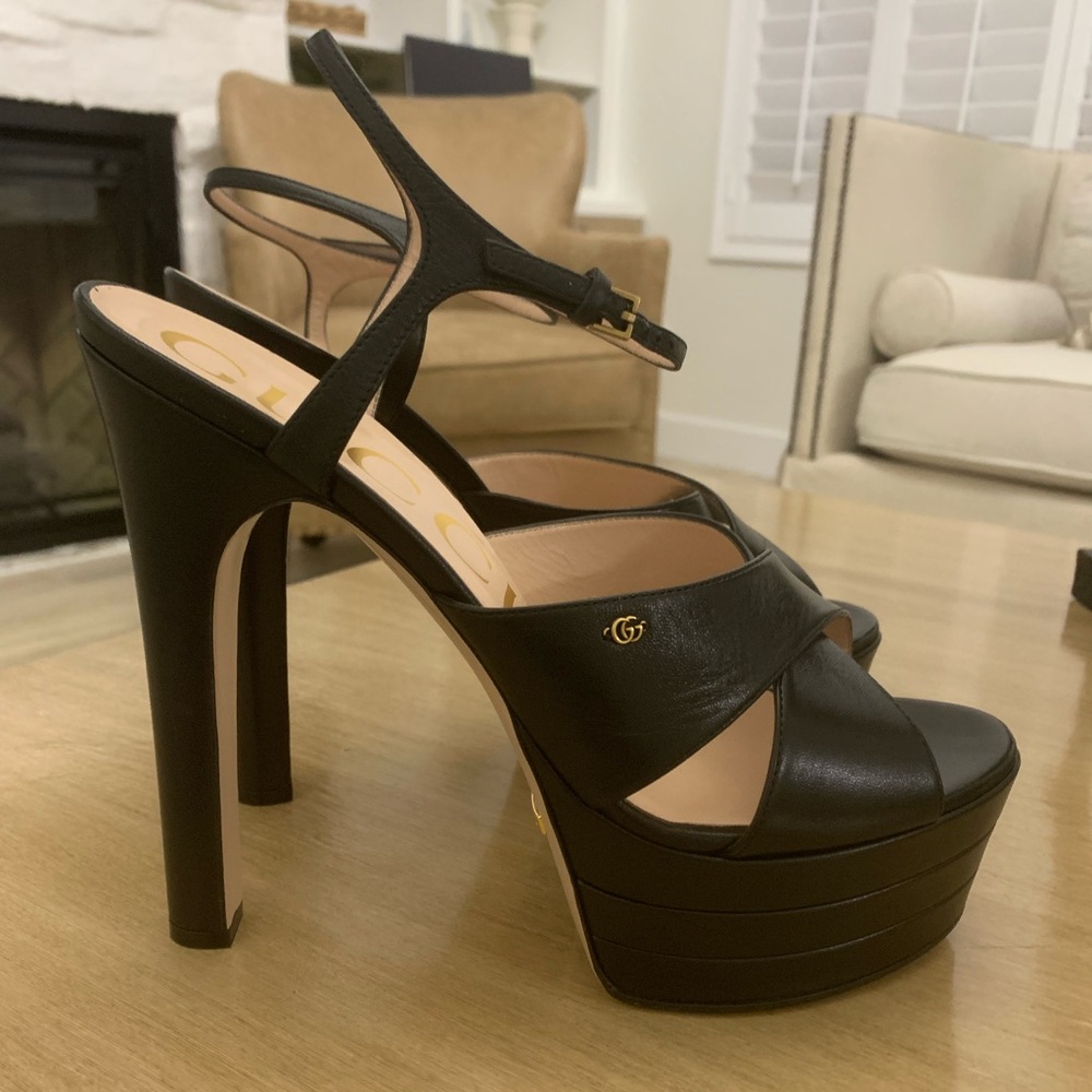 Gucci Crossover-Strap Platform Leather Sandals Sh… - image 1